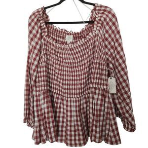 St. John's Bay Women's Gingham Long Sleeve Smocked Size 3X